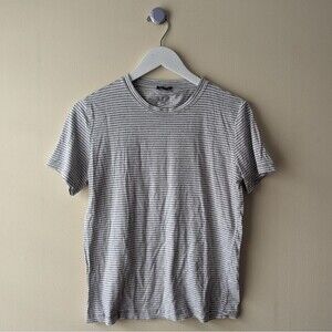 Splendid Casual Tee Gray White Stripes Small